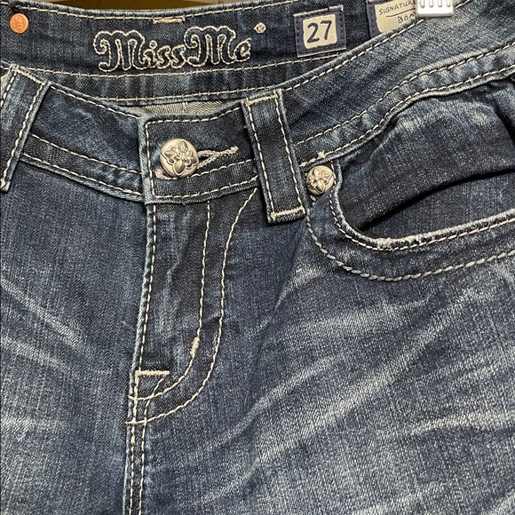 Miss Me Signature Rise Boot Cut Rhinestone Stretch Denim Jeans Size 27 - Picture 5 of 13